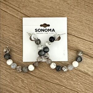 Sonoma Black and White Beaded Earrings, NWT